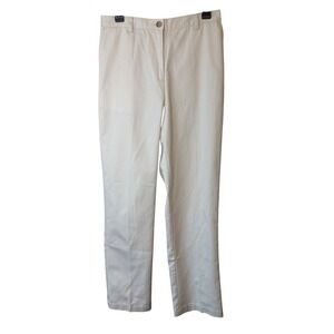 Lands End Womens 8 High Rise Straight Leg Pants Beige Chino Elastic Back New